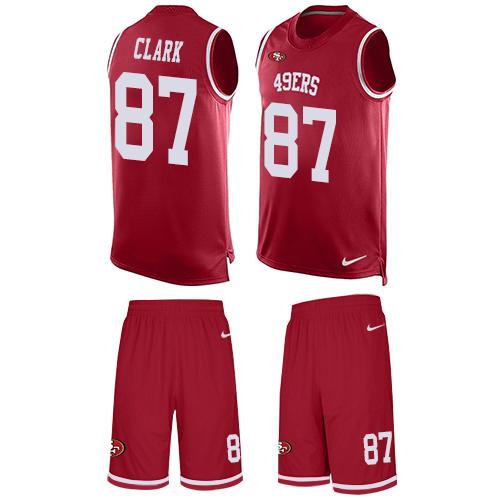 Nike 49ers #87 Dwight Clark Red Team Color Men's Stitched NFL Limited Tank Top Suit Jersey - Click Image to Close